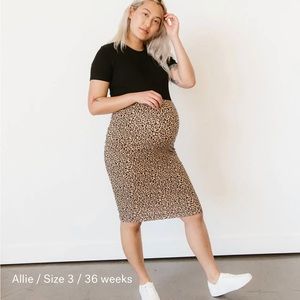 Storq leopard print jersey pencil maternity skirt